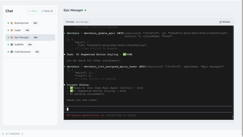 Devchain Terminal View
