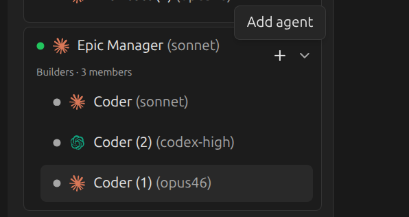 Builders team auto-scaled to 3 members: Coder (sonnet), Coder (codex-high), Coder (opus46)